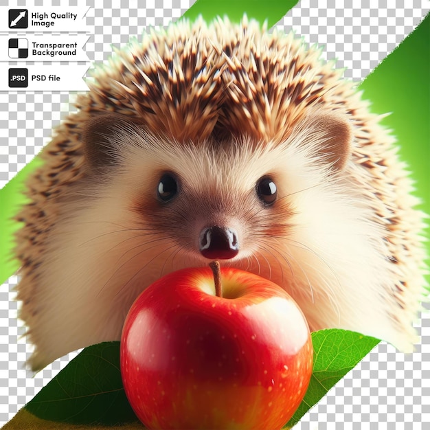 PSD psd hedgehog with apple on transparent background