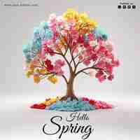 PSD psd hello spring social media post design