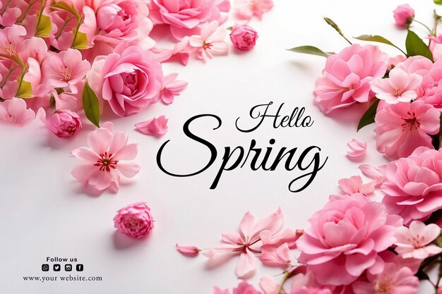 Psd Hello Spring Social Media Post Design