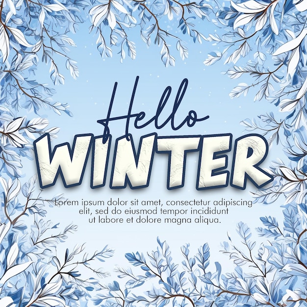 PSD psd hello winter flyer sjabloon met winter letters