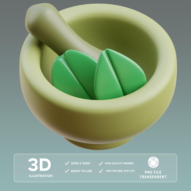 psd herbal bowl 3d illustration
