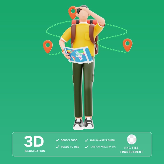PSD Het vinden van reisbestemming 3D-illustratie