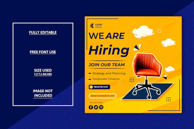 PSD psd hiring job vacancy square web banner or social media post template
