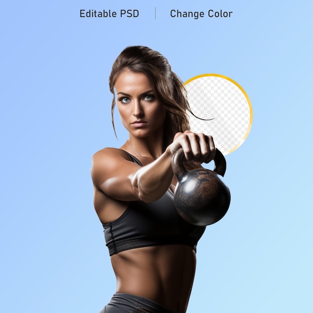 PSD psd hispanic pretty young woman lifting a dumbbell fitness concept