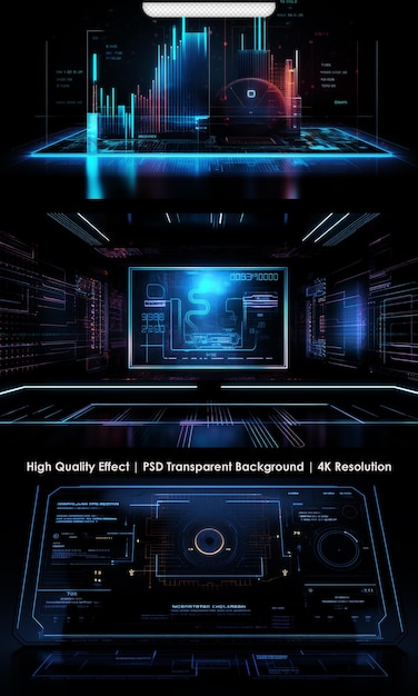 PSD psd hitech advanced show holographic data dynamic foundation transparent background