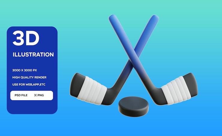 PSD psd hockey 3d illustration