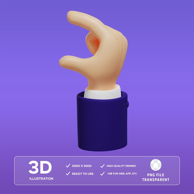 PSD hold hand gesture 3D Illustration