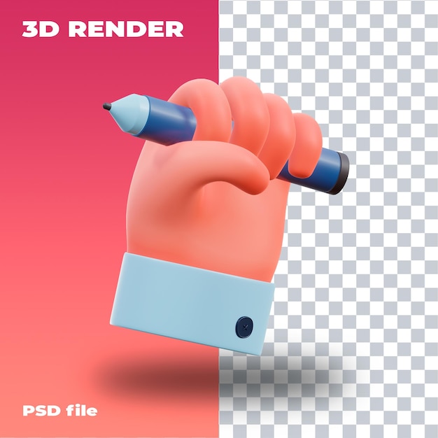 PSD держит ручку иллюстрации 3d рендеринг 3d значок
