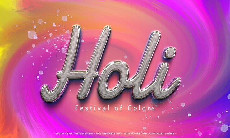 PSD psd holi custom text with editable 3d style effect 02