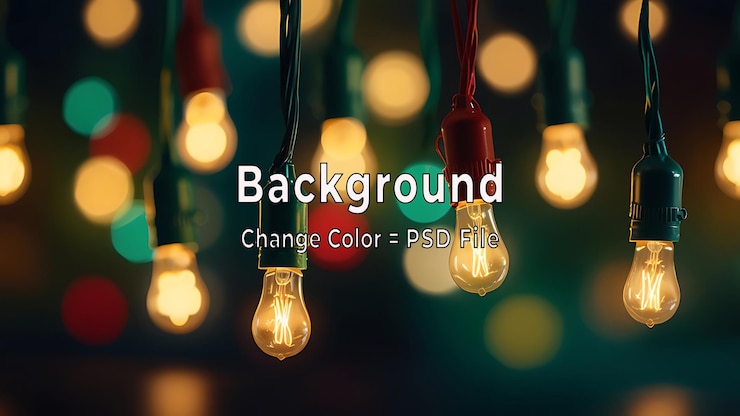 PSD psd holiday banner of christmas lights on blue background
