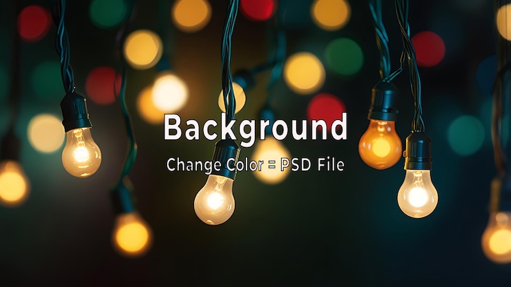 PSD psd holiday banner of christmas lights on blue background