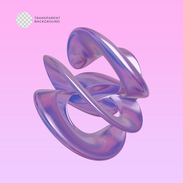 PSD holographic gradient abstract shape 3d rendering