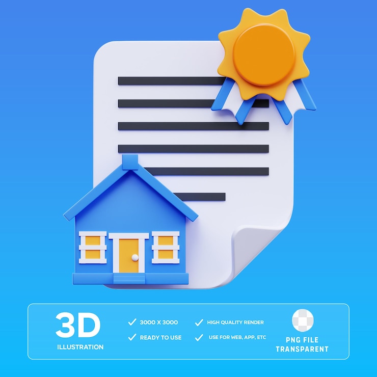 PSD psd home certificate 3d illustration