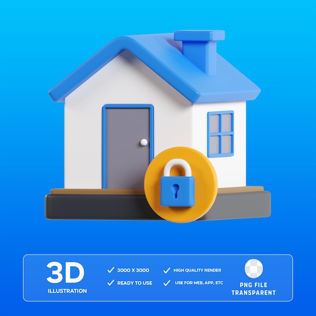 PSD home security 3D Illustration