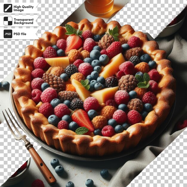 Psd homemade pie with berries on transparent background with editable mask layer