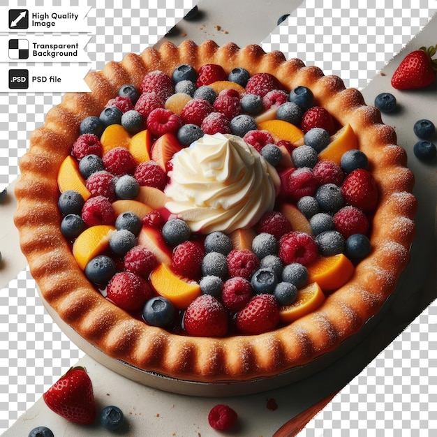 PSD homemade pie with berries on transparent background with editable mask layer