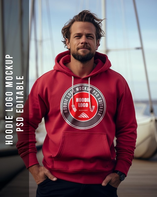 PSD psd hoodie logo mockup background ship on the sea