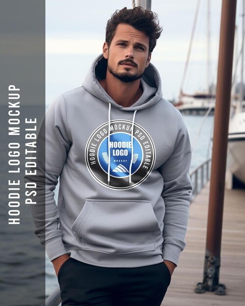 PSD psd hoodie logo mockup background ship on the sea