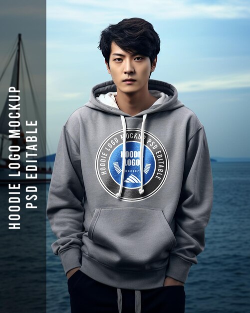 PSD psd hoodie logo mockup background ship on the sea