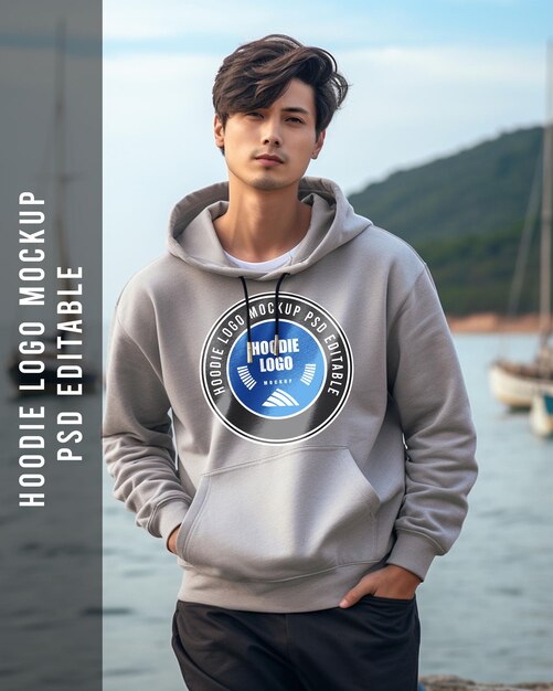 PSD psd hoodie logo mockup background ship on the sea