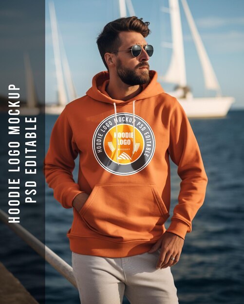 PSD psd hoodie logo mockup background ship on the sea