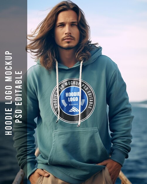 PSD psd hoodie logo mockup background ship on the sea