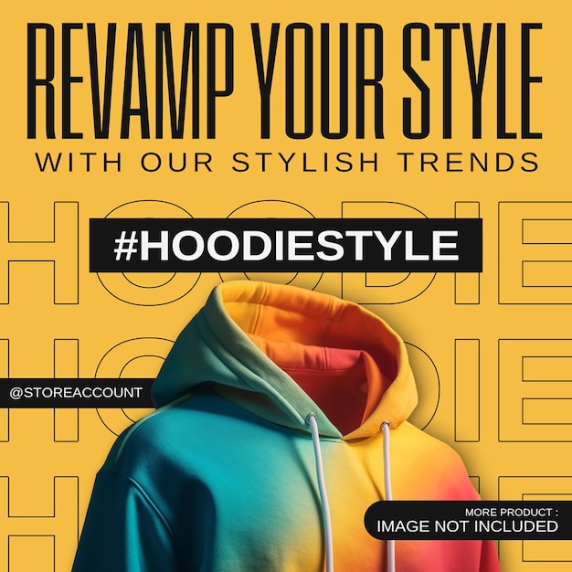 PSD schema di post per instagram in stile hoodie psd