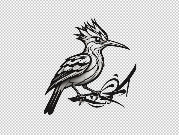 Psd of a hoopoe bird logo on transparent background
