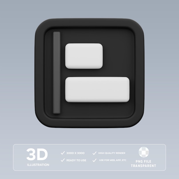 PSD horizontal align left 3D Illustration