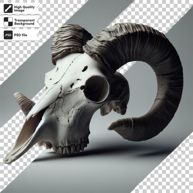 PSD psd a horned sheep skull head on transparent background with editable mask layer