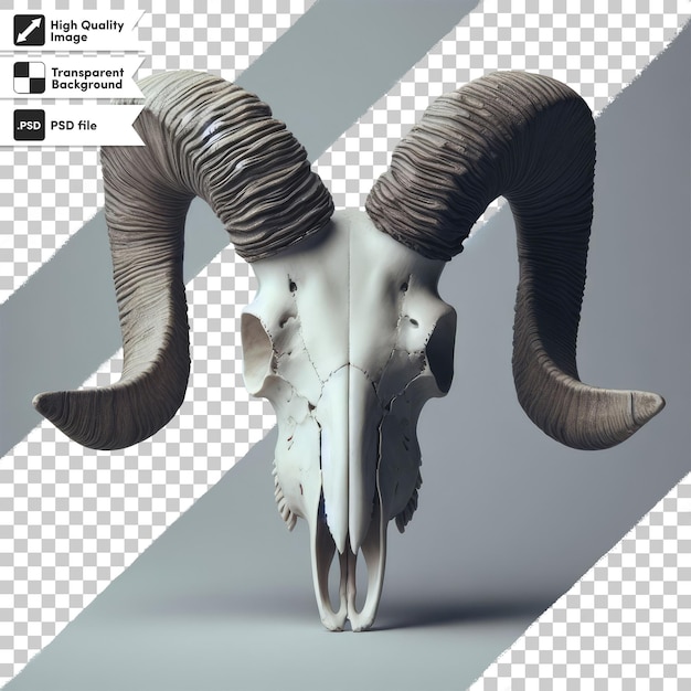 Psd a horned sheep skull head on transparent background with editable mask layer