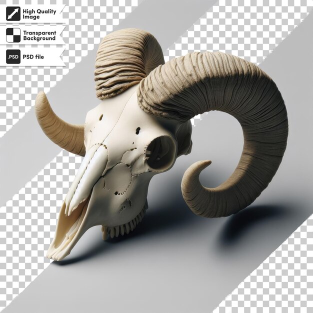 PSD psd a horned sheep skull head on transparent background with editable mask layer