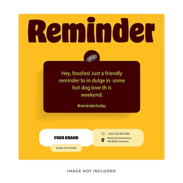 PSD psd hot dog reminder social media instagram post template