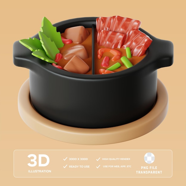 PSD Hot Pot 3D Illustration