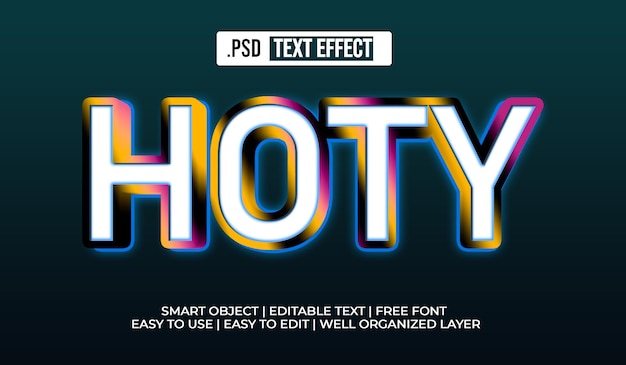 PSD psd hoty 3d editable text effect design