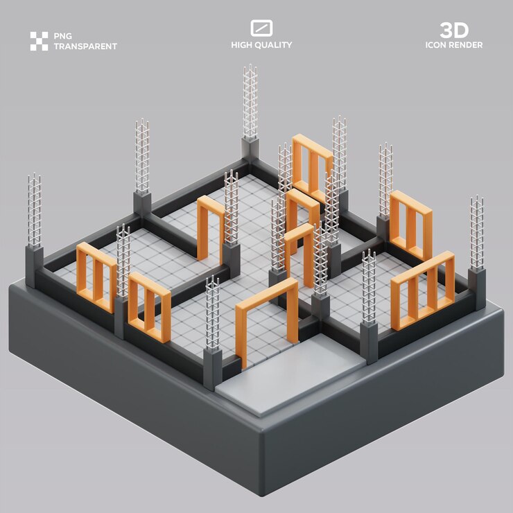 PSD psd house construction 3d illustration