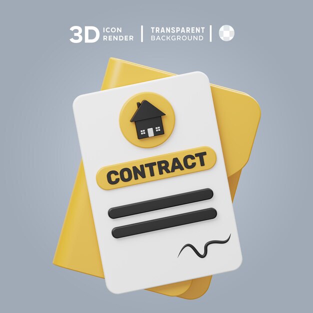 Psd house contract 3d illustration