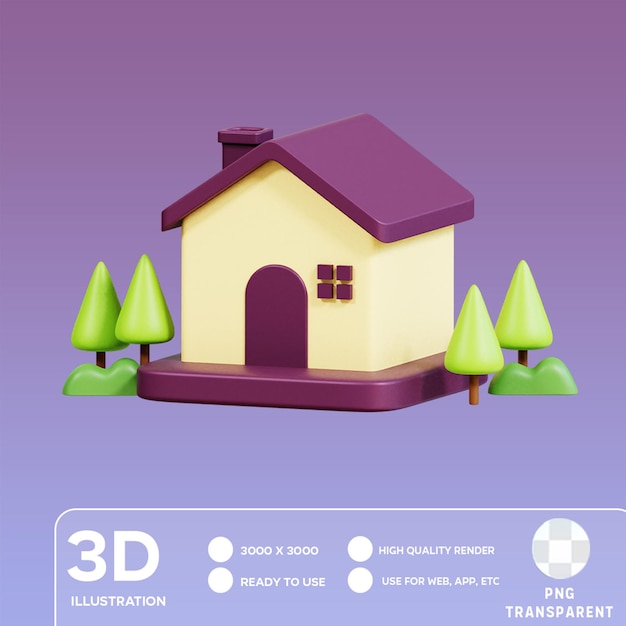 Illustrazione 3d della chiave della casa psd