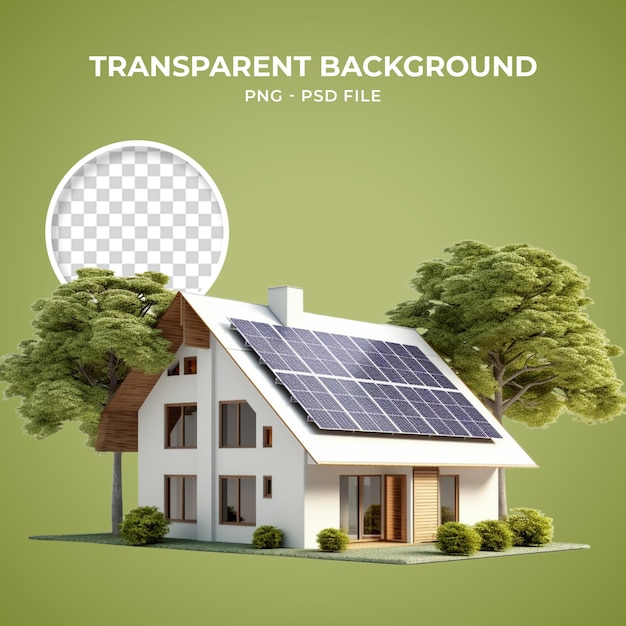 PSD psd house with solar panel energy png transparent