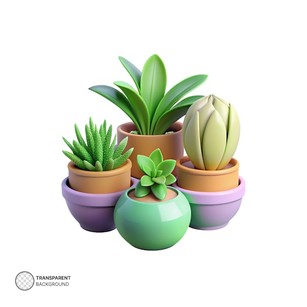 PSD illustrazione dell'icona 3d delle piante d'appartamento psd