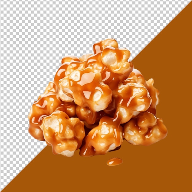 PSD psd i png smaczny popcorn z karmelem izolowany na przezroczystym tle