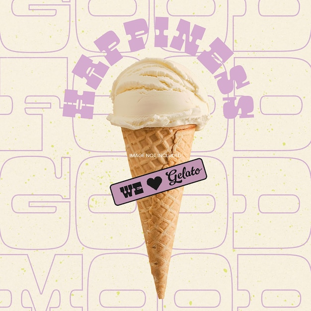 PSD Ice Cream Gelato Design for Social Media and Instagram Post Template