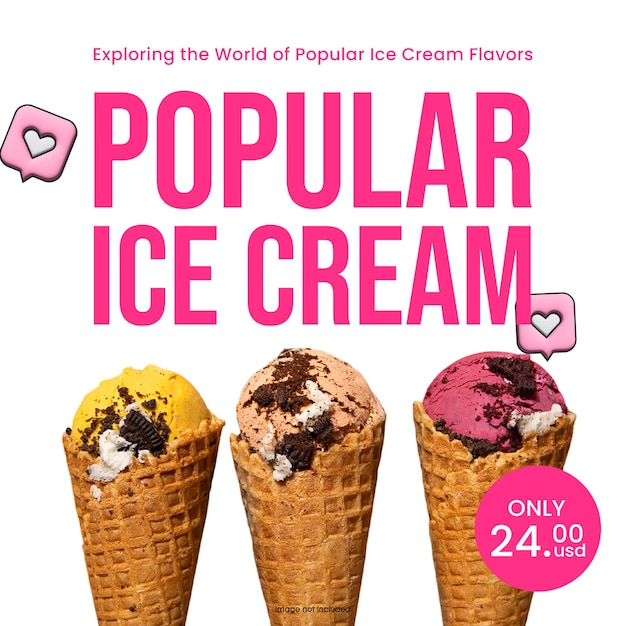 psd ice cream popular design for social media and instagram post template