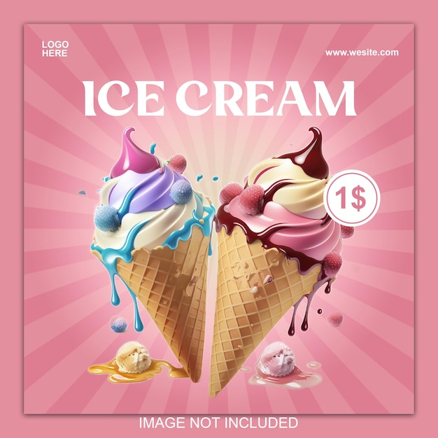 psd ice cream social media and instagram promotional post design