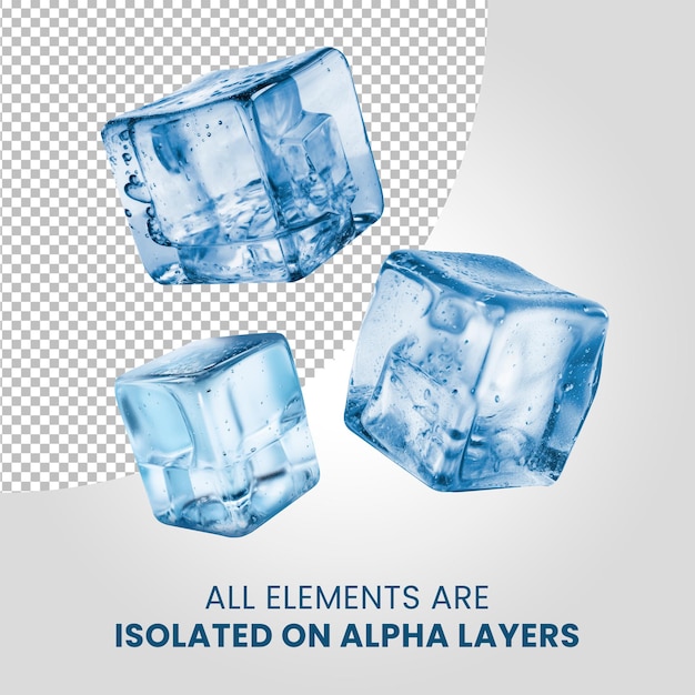 PSD Ice cubes isolated on alpha layers png