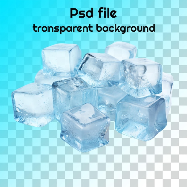 PSD psd ice cubes isolated on transparent background