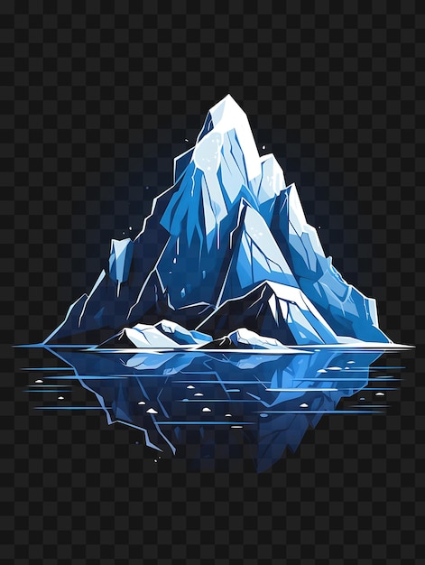 PSD psd di iceberg in un paesaggio polare vibrante blu e bianco colore co template clipart tattoo design