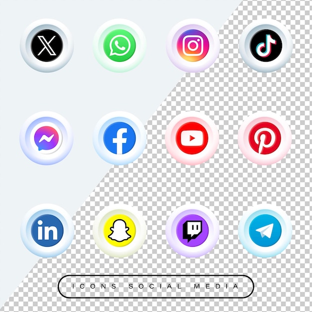 PSD-iconen sociale media 3d zonder achtergrond