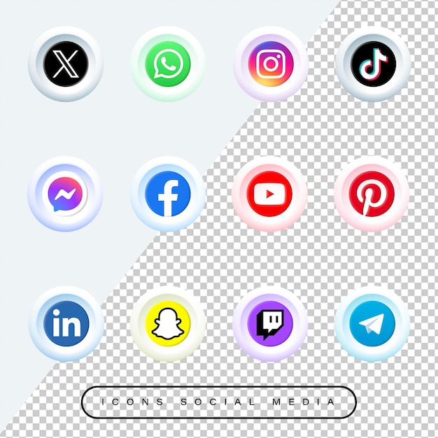 PSD psd-iconen sociale media 3d zonder achtergrond