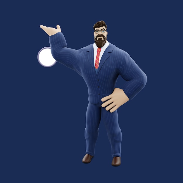PSD illustartion 3D zakenman pose uitleggen